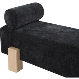 Meridian Edison Black Chenille Fabric Bench