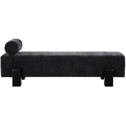 Meridian Edison Black Chenille Fabric Bench