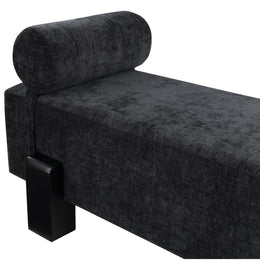 Meridian Edison Black Chenille Fabric Bench