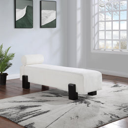 Meridian Edison Cream Chenille Fabric Bench