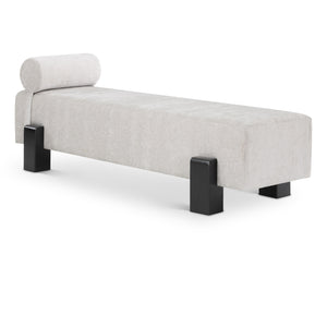 Meridian Edison Light Grey Chenille Fabric Bench