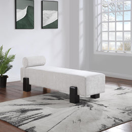 Meridian Edison Light Grey Chenille Fabric Bench