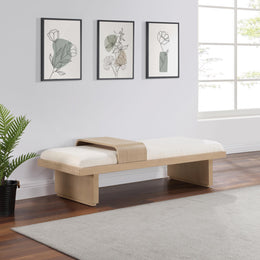 Meridian Arlington Cream Chenille Fabric Bench