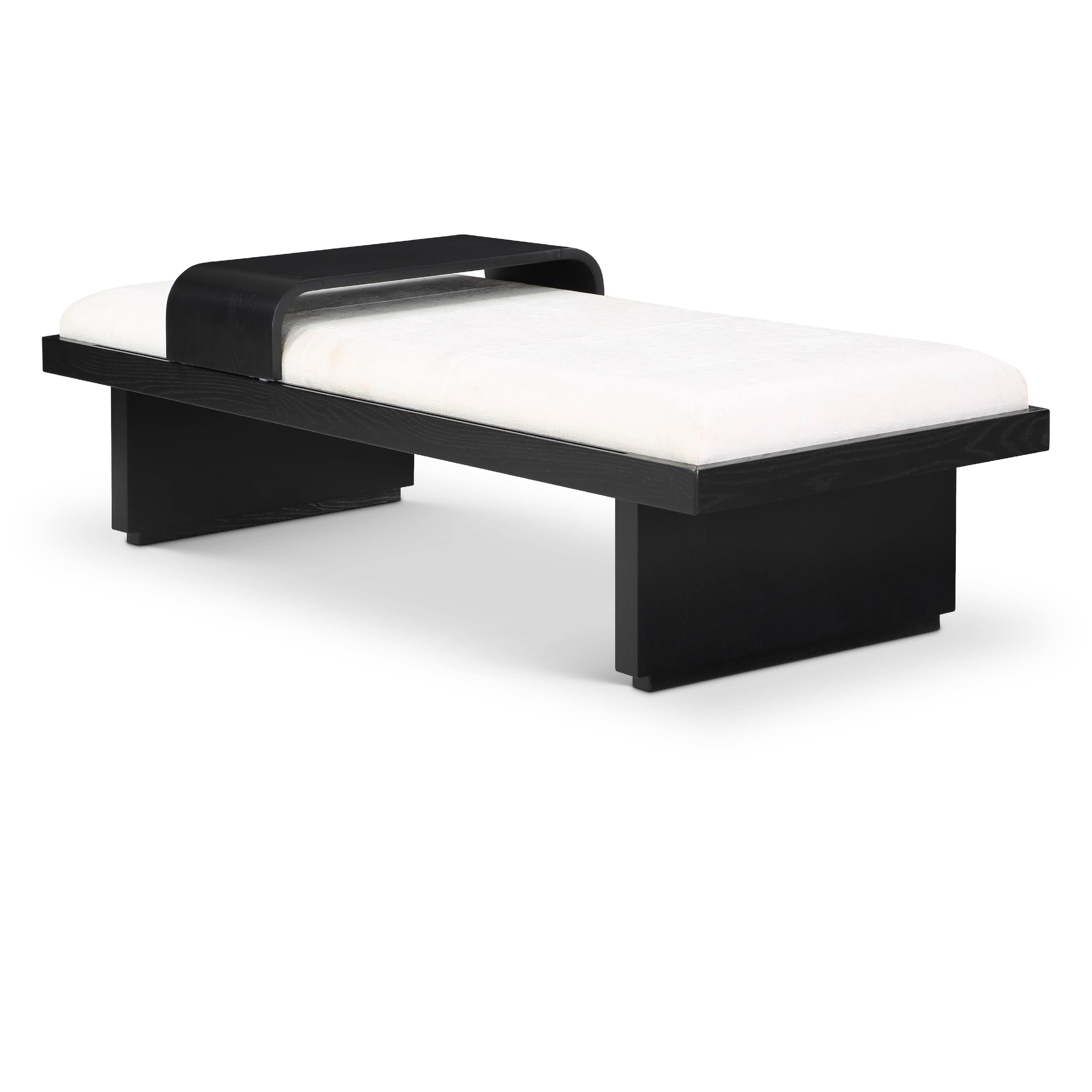 Meridian Arlington Cream Chenille Fabric Bench