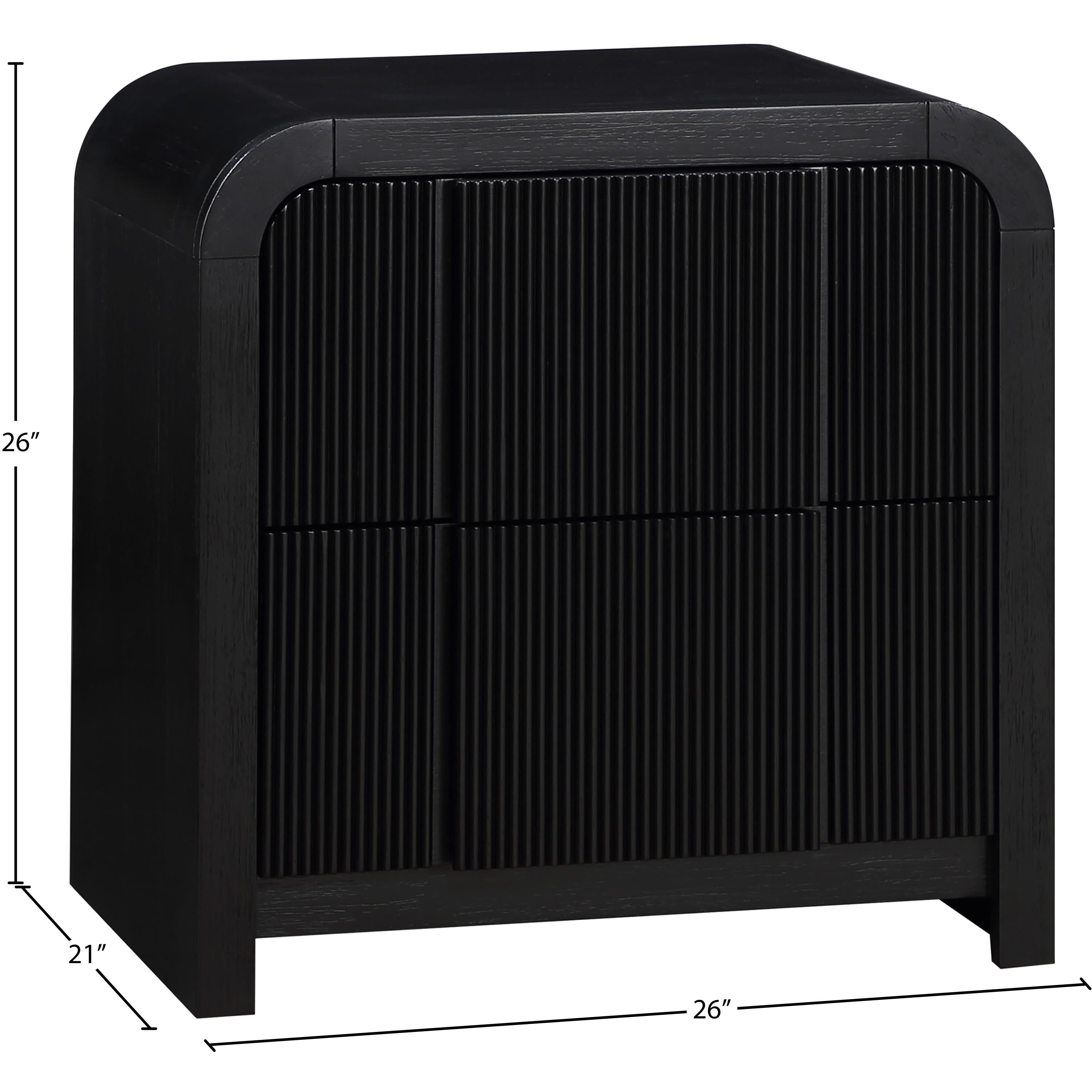 Meridian Fluted Black Night Stand