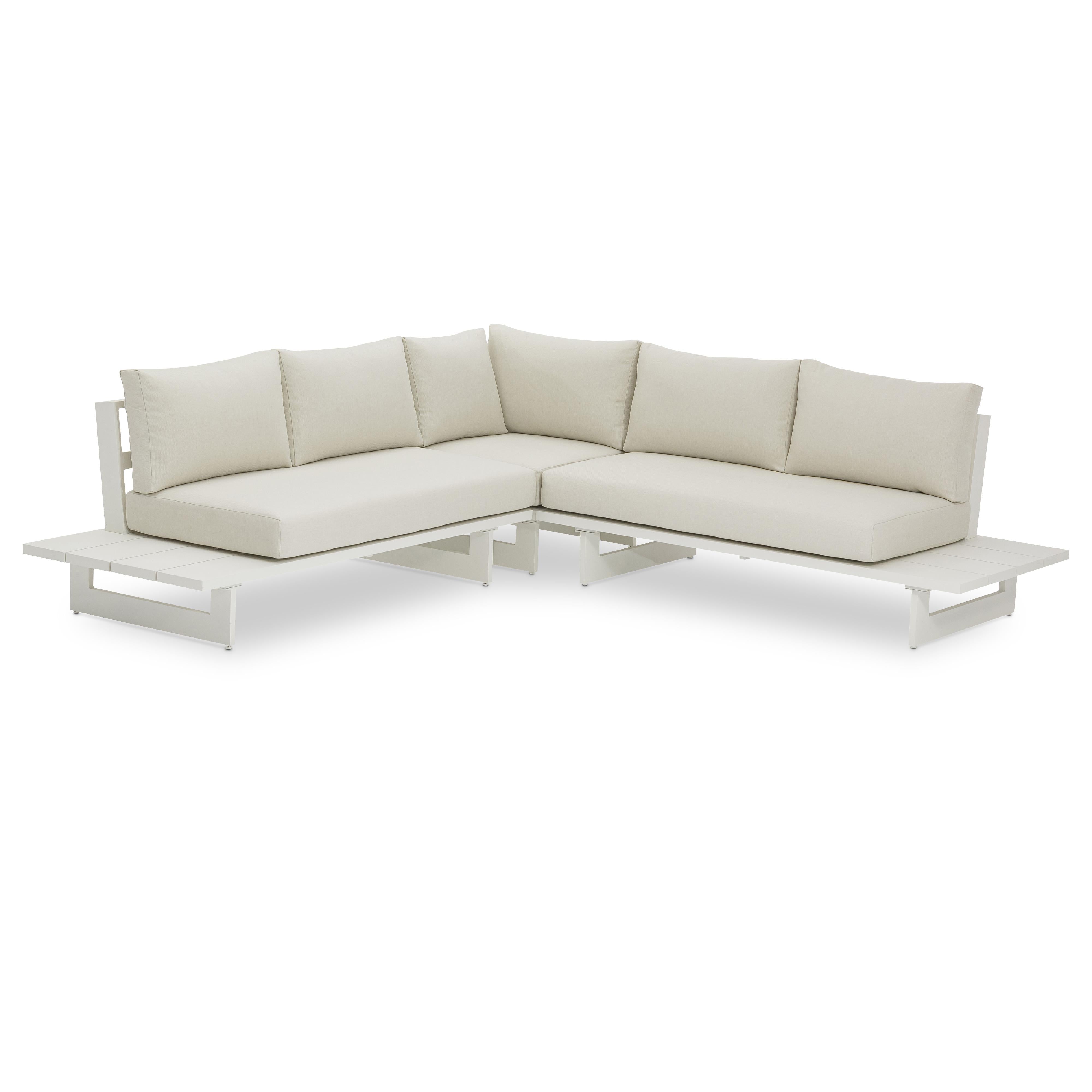 Meridian Maldives Cream Water Resistant Fabric Outdoor Patio Sectional (3 Boxes)