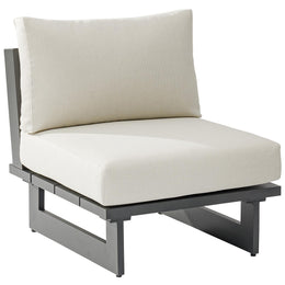 Meridian Maldives Cream Water Resistant Fabric Outdoor Patio Armless Chair