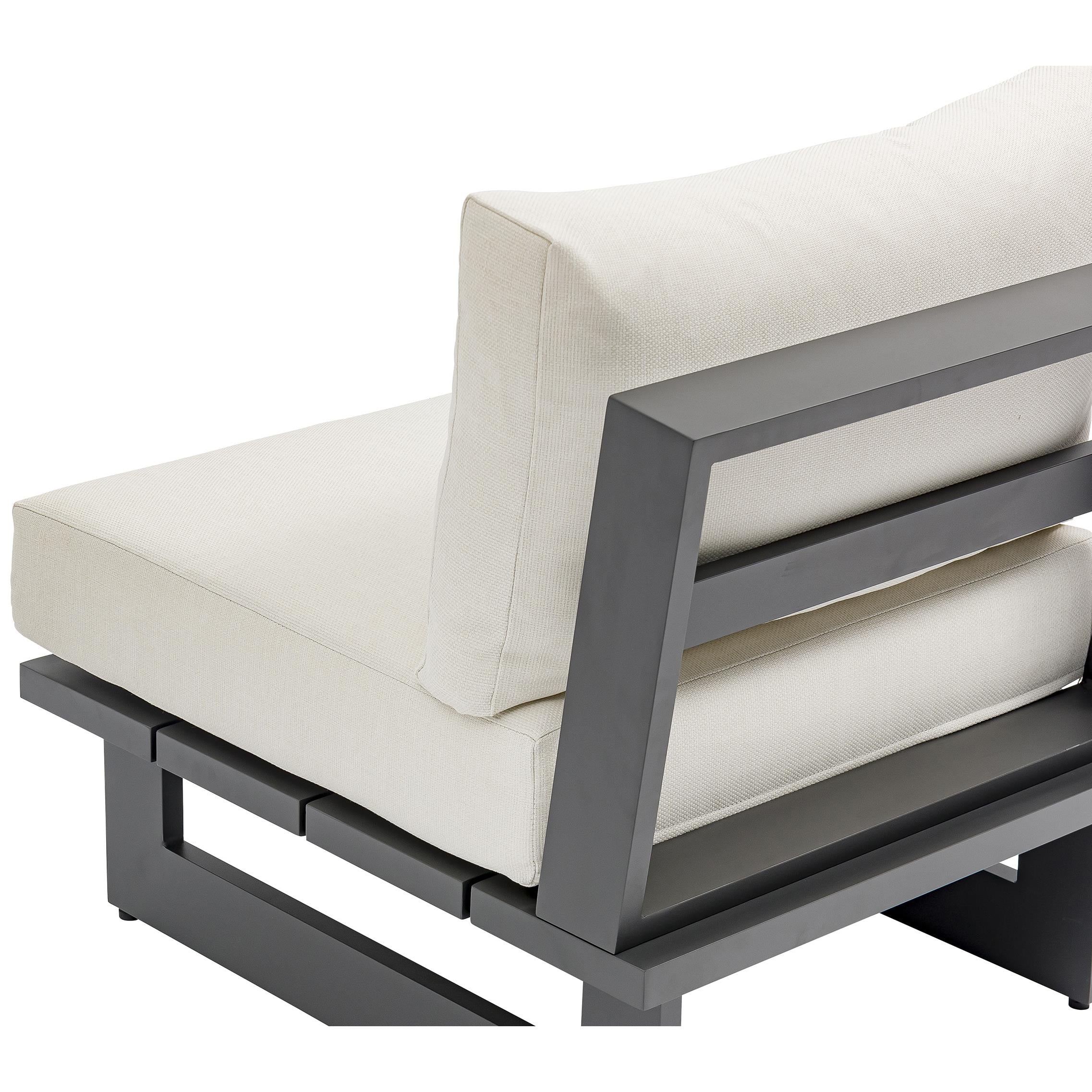 Meridian Maldives Cream Water Resistant Fabric Outdoor Patio Armless Chair