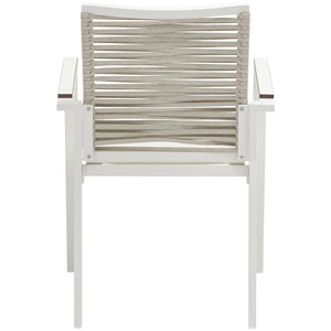 Meridian Maldives Beige Rope Fabric Outdoor Patio Dining Arm Chair