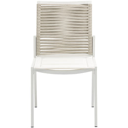 Meridian Maldives Beige Rope Fabric Outdoor Patio Dining Side Chair