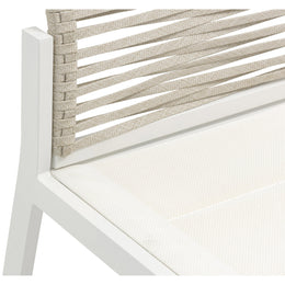 Meridian Maldives Beige Rope Fabric Outdoor Patio Dining Side Chair