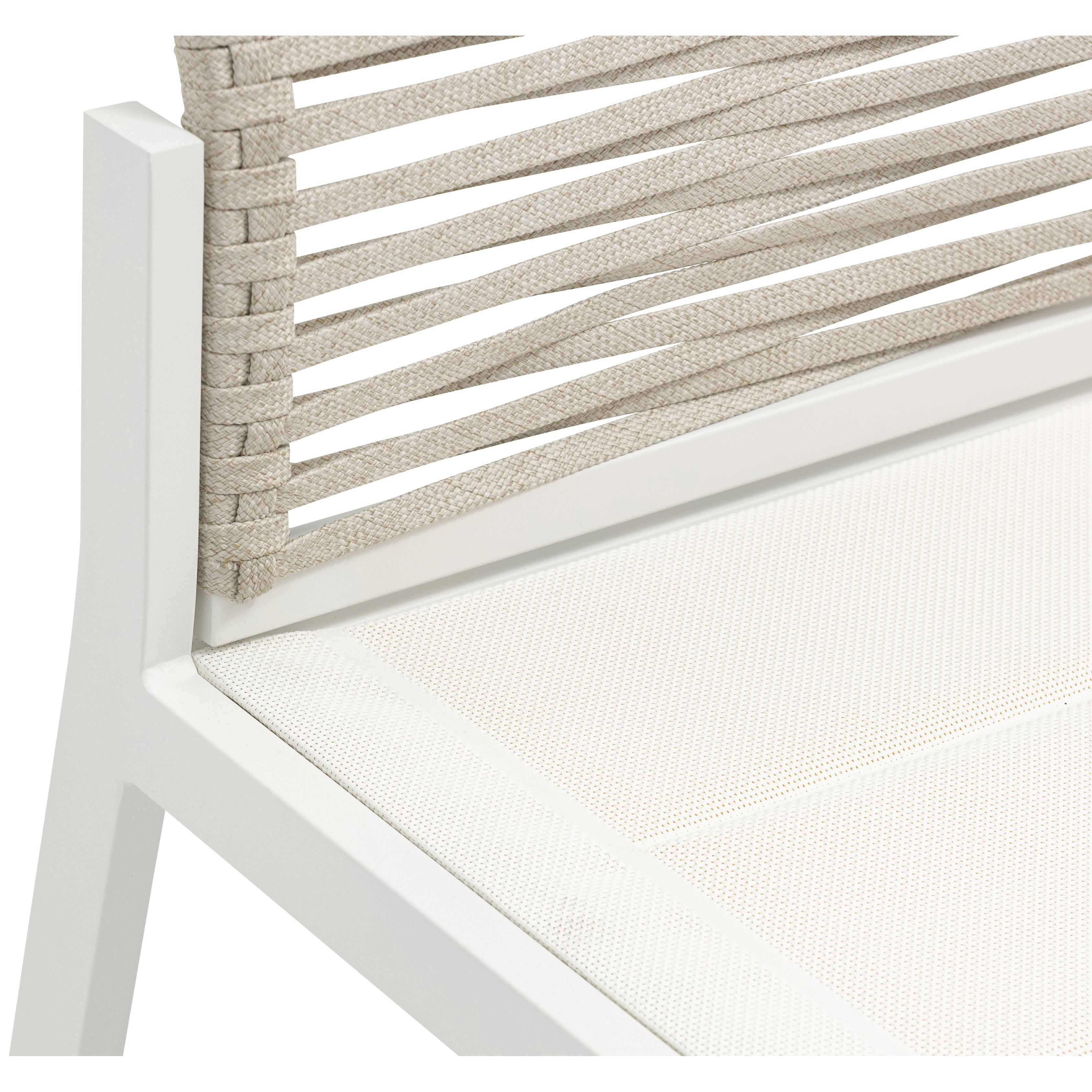 Meridian Maldives Beige Rope Fabric Outdoor Patio Dining Side Chair