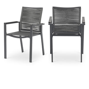 Meridian Maldives Grey Rope Fabric Outdoor Patio Dining Arm Chair
