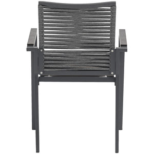 Meridian Maldives Grey Rope Fabric Outdoor Patio Dining Arm Chair