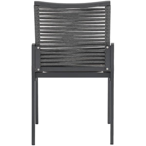 Meridian Maldives Grey Rope Fabric Outdoor Patio Dining Side Chair