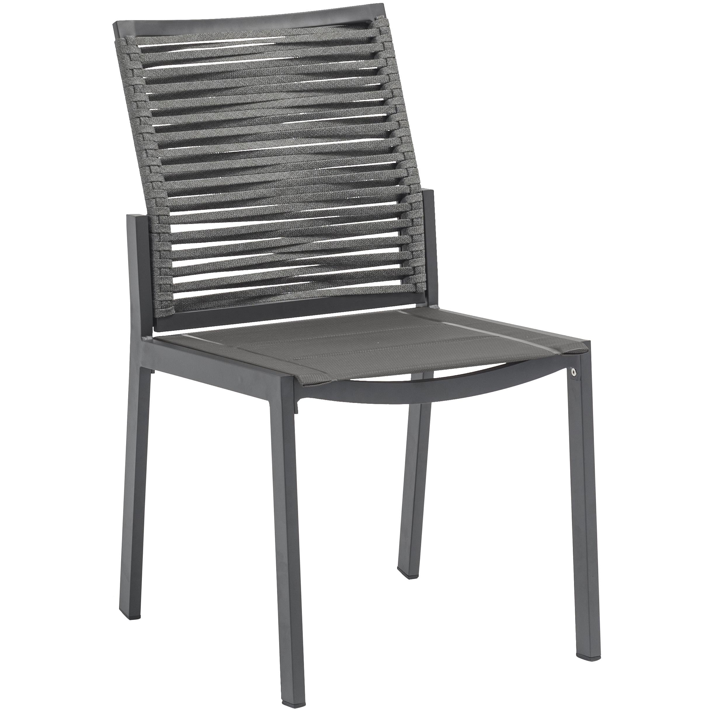 Meridian Maldives Grey Rope Fabric Outdoor Patio Dining Side Chair