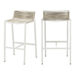 Meridian Maldives Cream Rope Fabric Outdoor Patio Barstool