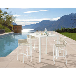 Meridian Maldives Cream Rope Fabric Outdoor Patio Barstool