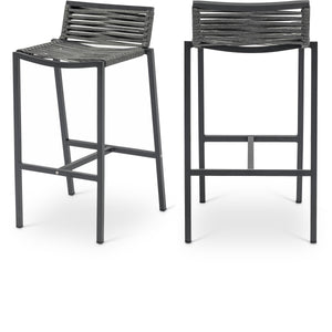 Meridian Maldives Grey Rope Fabric Outdoor Patio Barstool