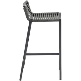 Meridian Maldives Grey Rope Fabric Outdoor Patio Barstool