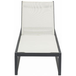 Meridian Maldives Cream Mesh Water Resistant Fabric Outdoor Patio Adjustable Sun Chaise Lounge Chair