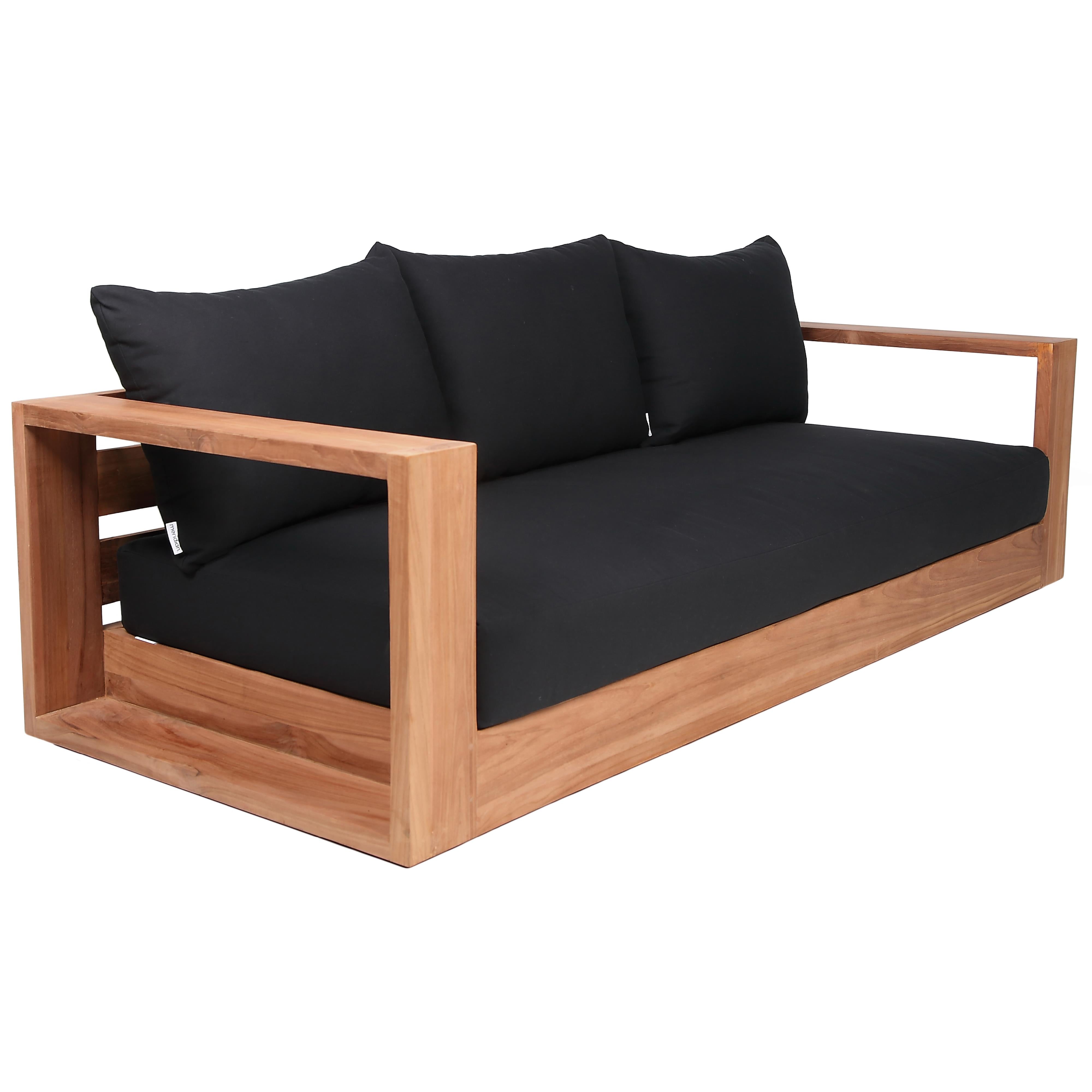 Meridian Tulum Black Water Resistant Fabric Outdoor Sofa