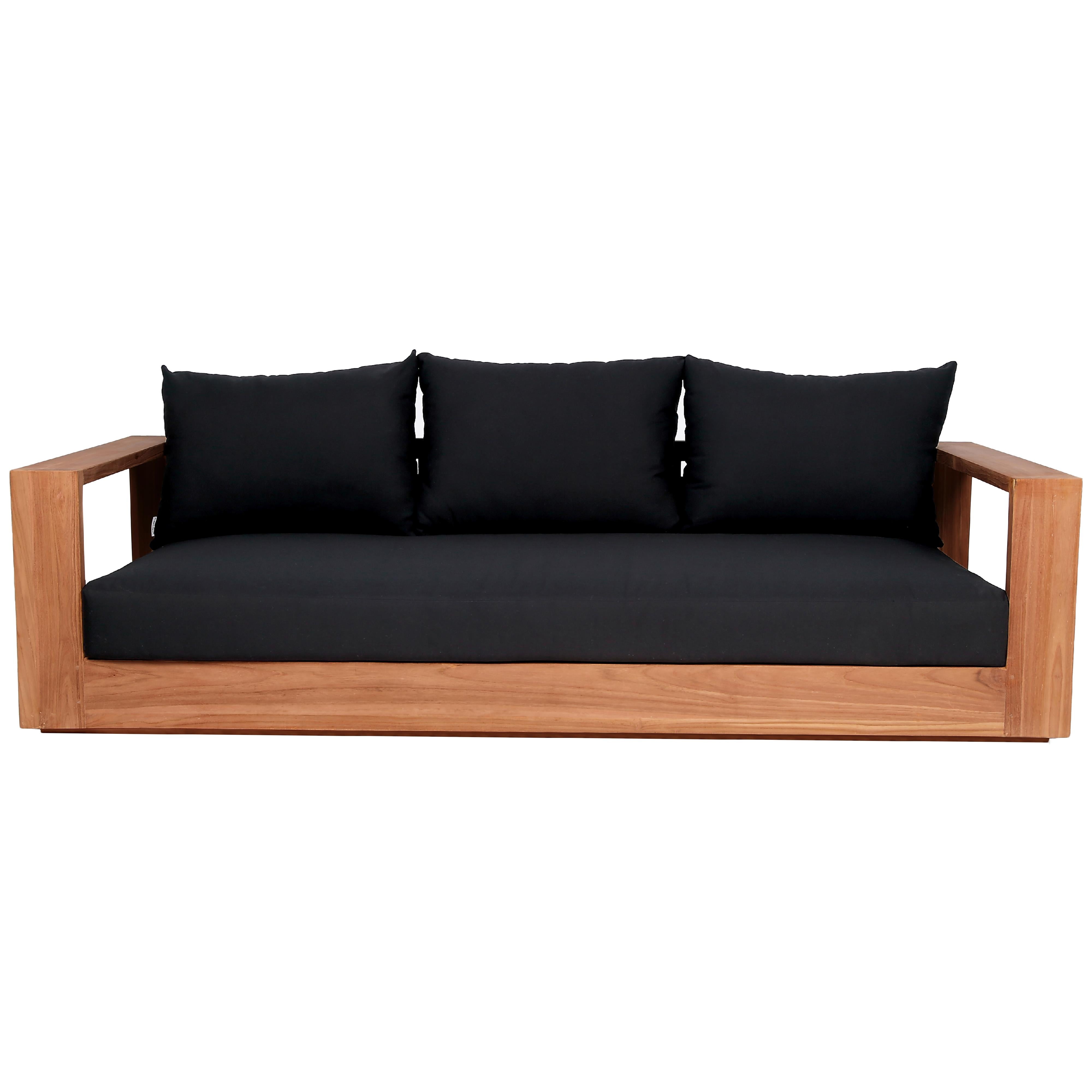 Meridian Tulum Black Water Resistant Fabric Outdoor Sofa