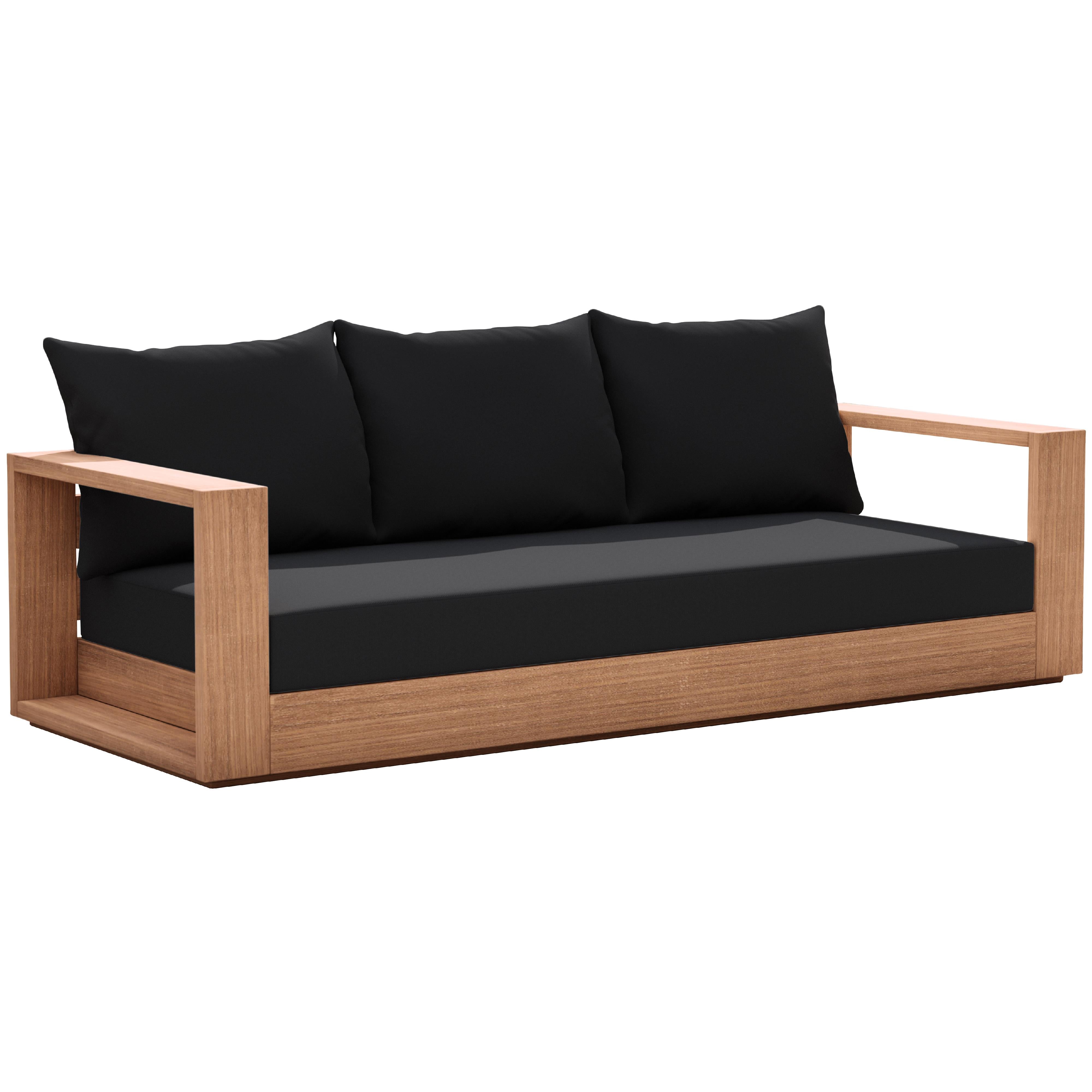 Meridian Tulum Black Water Resistant Fabric Outdoor Sofa