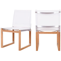 Meridian Tulum Off White Water Resistant Fabric Outdoor Patio Dining Side Chair