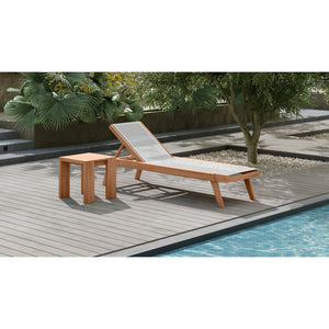 Meridian Tulum Off White Water Resistant Fabric Outdoor Patio Lounger