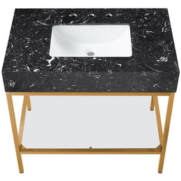 Meridian Marmo Black Engineered Marble Bathroom Vanity
