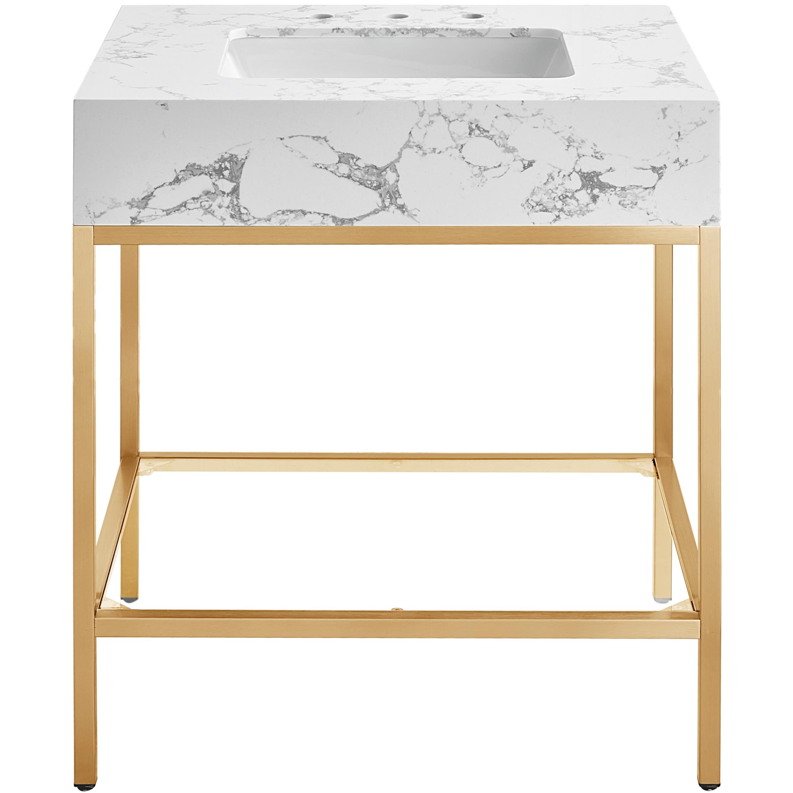 Meridian Marmo White Engineered Marble Bathroom Vanity