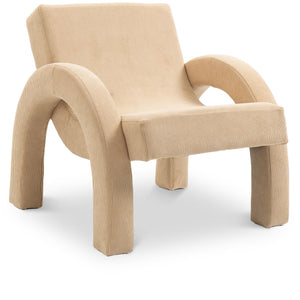 Meridian Corduroy Beige Corduroy Fabric Accent Chair