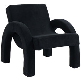 Meridian Corduroy Black Corduroy Fabric Accent Chair