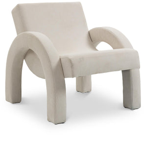 Meridian Corduroy Cream Corduroy Fabric Accent Chair