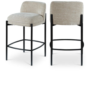 Meridian Burton Beige Chenille Fabric Stool