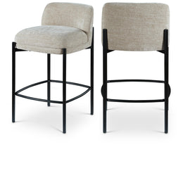 Meridian Burton Beige Chenille Fabric Stool