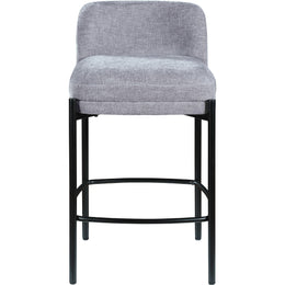 Meridian Burton Grey Chenille Fabric Stool