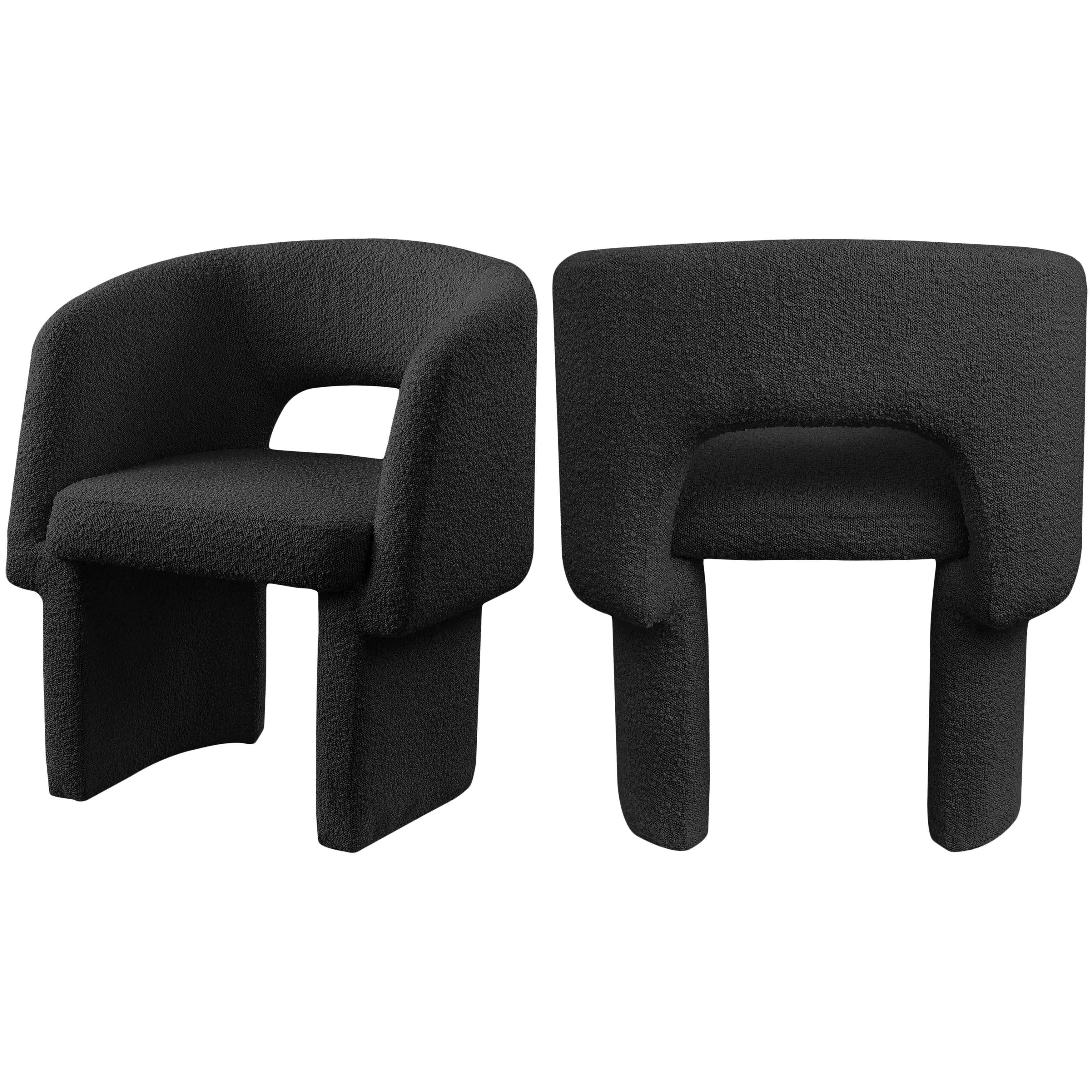 Meridian Emmet Black Boucle Fabric Dining Chair / Accent Chair