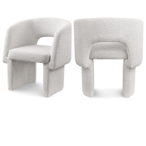 Meridian Emmet Cream Boucle Fabric Dining Chair / Accent Chair