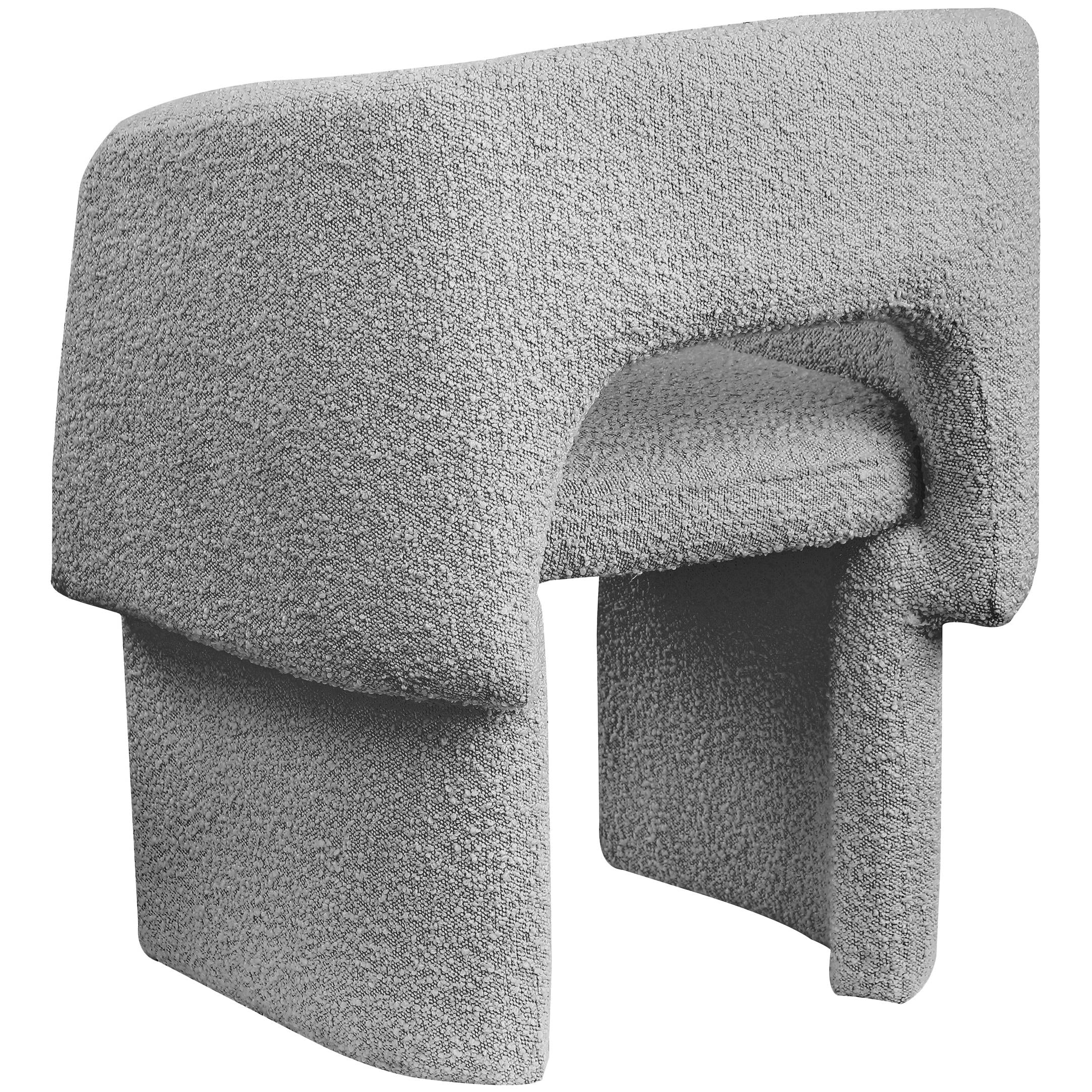 Meridian Emmet Grey Boucle Fabric Dining Chair / Accent Chair