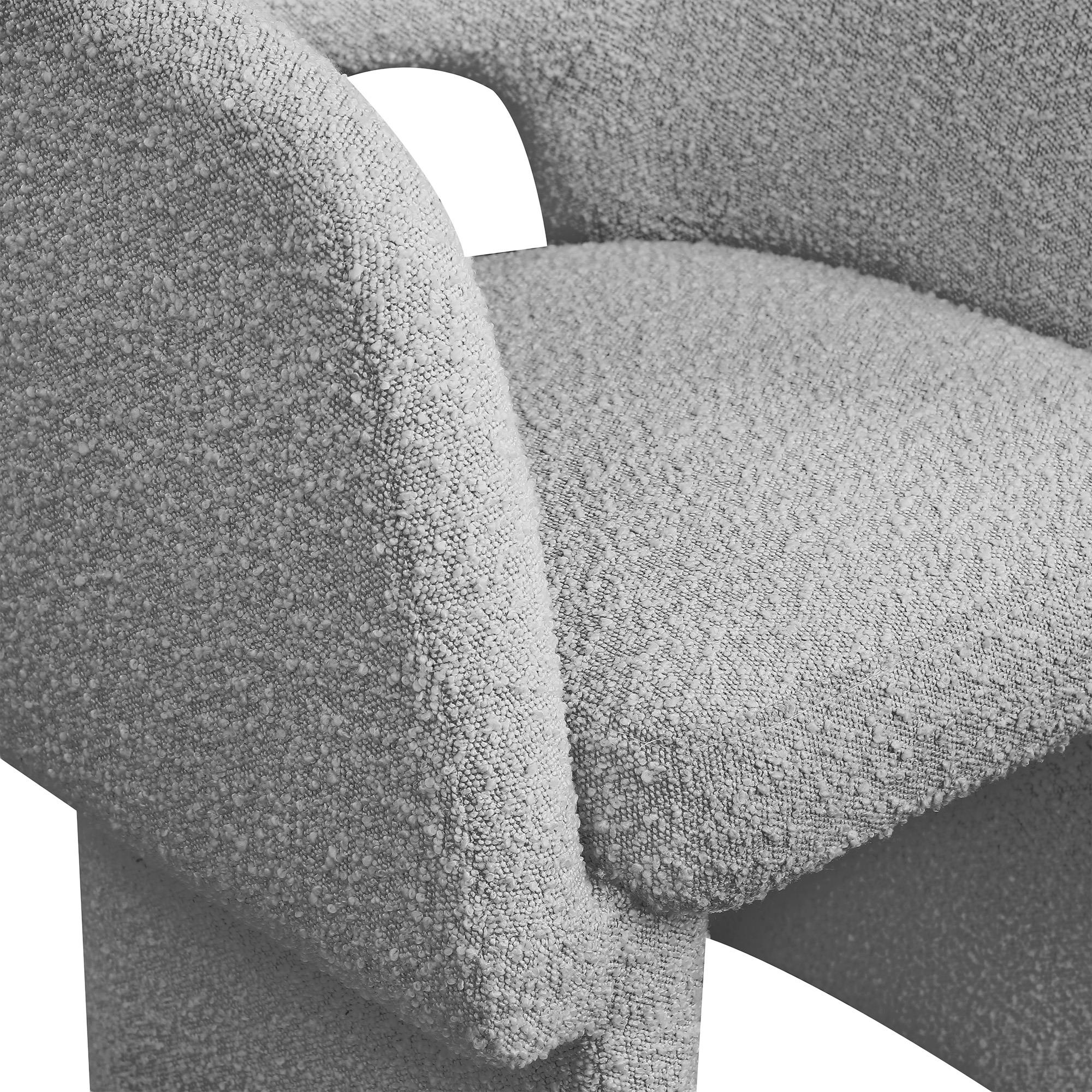 Meridian Emmet Grey Boucle Fabric Dining Chair / Accent Chair