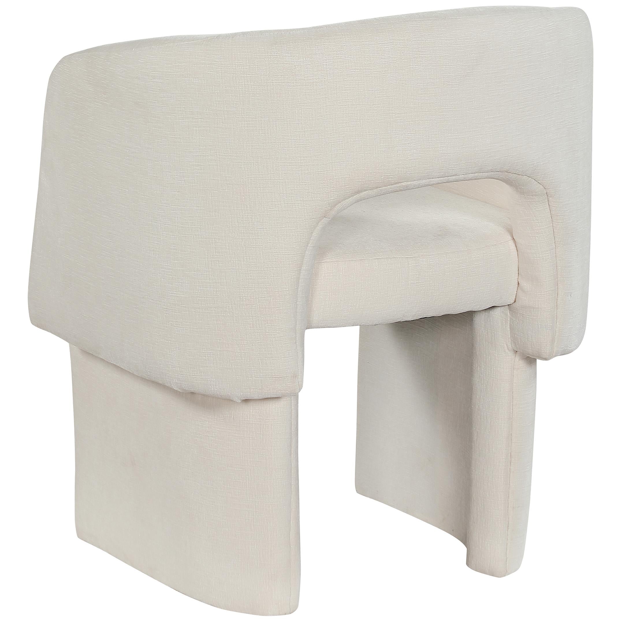 Meridian Emmet Cream Chenille Fabric Dining Chair / Accent Chair