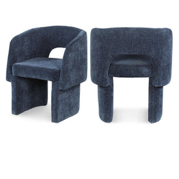 Meridian Emmet Navy Chenille Fabric Dining Chair / Accent Chair