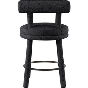 Meridian Parlor Black Boucle Fabric Stool