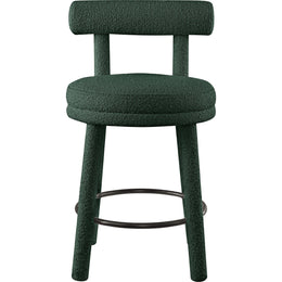 Meridian Parlor Green Boucle Fabric Stool
