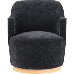 Meridian Clarita Black Chenille Fabric Swivel Accent Chair