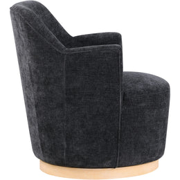 Meridian Clarita Black Chenille Fabric Swivel Accent Chair