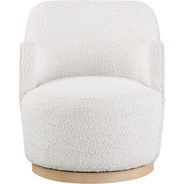 Meridian Clarita Cream Boucle Fabric Swivel Accent Chair