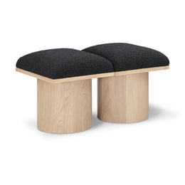 Meridian Pavilion Black Boucle Fabric Bench